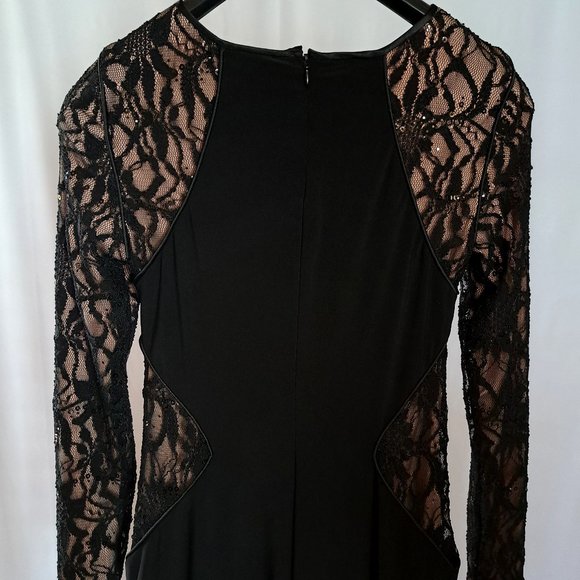 LAUREN RALPH LAUREN LACE BLACK dress Sz 2 SHEATH bodycon sequin FORMAL Holidays - Picture 5 of 13